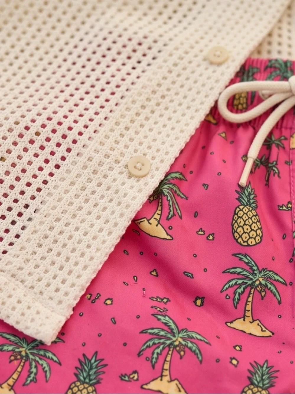 Scotamalone Mens XL Hot Pink Pineapple Palm Tree Swim Trunks Board Shorts NWT